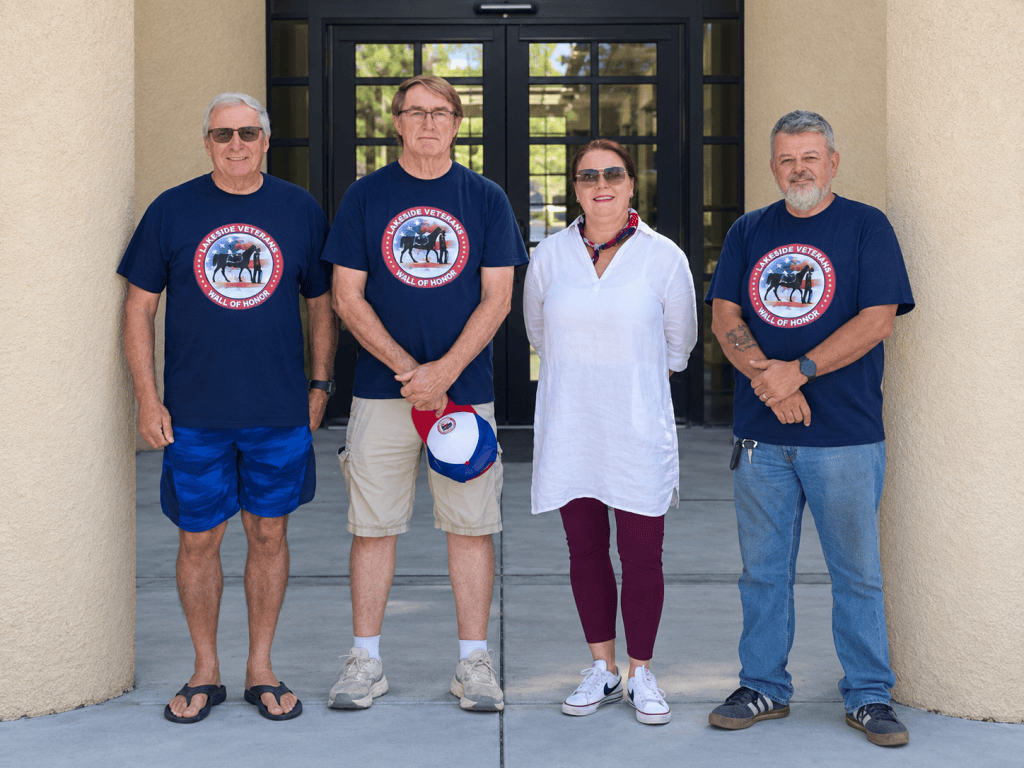 Lakeside Veterans Wall of Honor board members standing outside the Lakeside Community Center